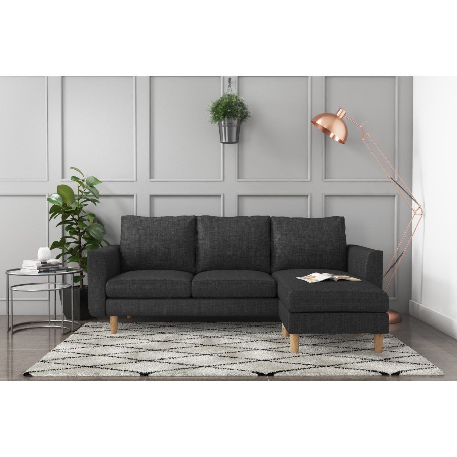 Brooke Dark Grey 3 Seater Corner Sofa - Right/Left Hand Chaise