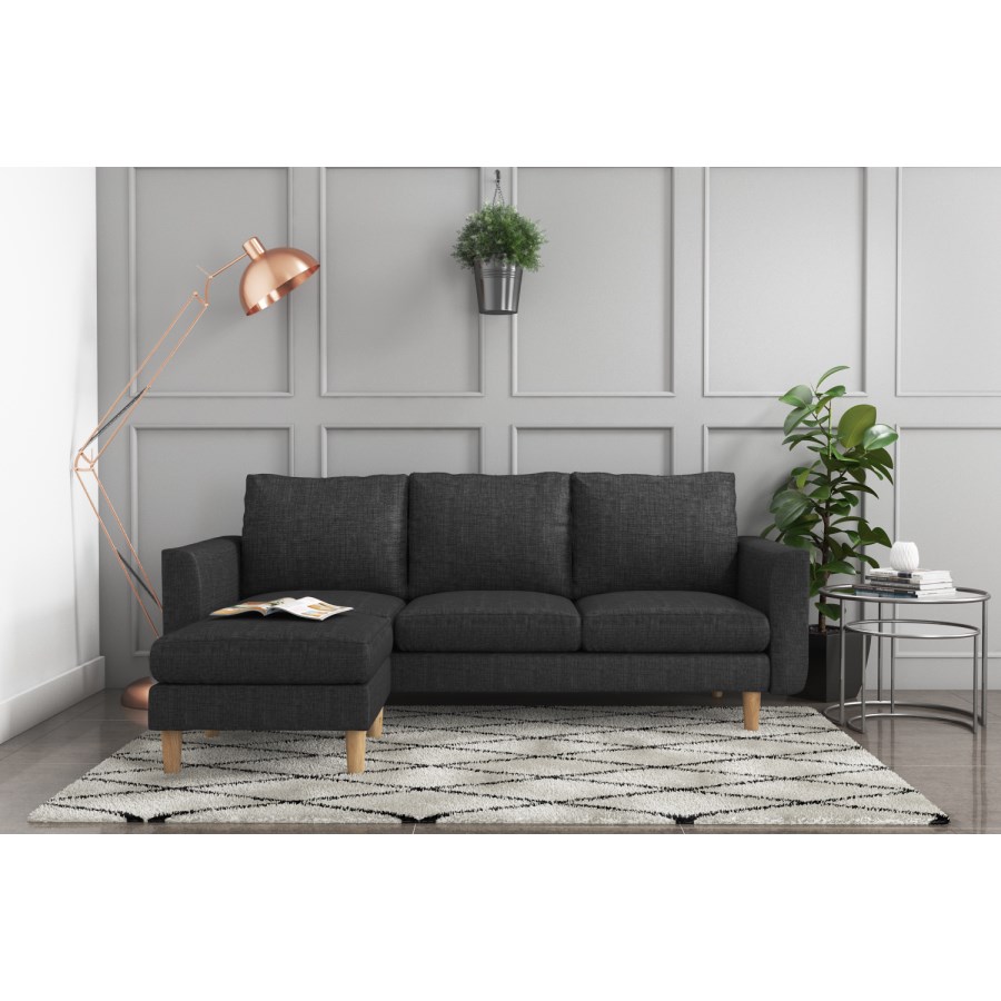 Brooke Dark Grey 3 Seater Corner Sofa - Right/Left Hand Chaise