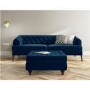 Chesterfield Sofa in Navy Blue Velvet - 3 Seater - Inez