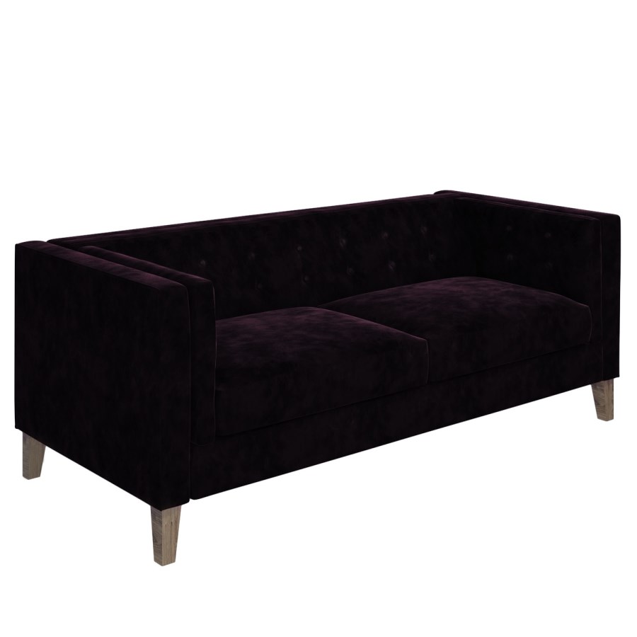 Bailey Velvet 3 Seater Sofa in Dark Aubergine