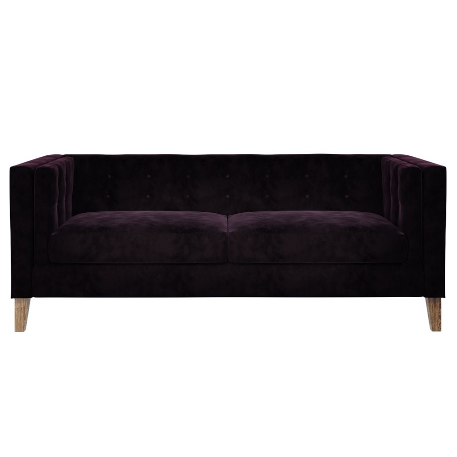 Bailey Velvet 3 Seater Sofa in Dark Aubergine