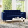 GRADE A2 - Elba Blue Velvet Sofa with Button Detailing & Bolster Cushions - Seats 2