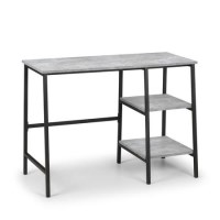 Grey Concrete Effect Desk with Shelves - Staten - Julian Bowen  Grey Concrete Effect Desk with Shelves - Staten - Julian Bowen