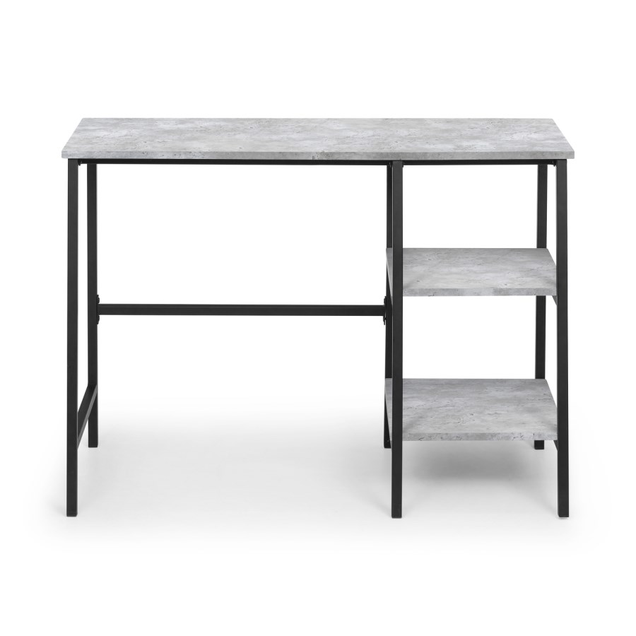 Grey Concrete Effect Desk with Shelves - Staten - Julian Bowen