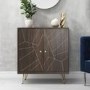 Sideboard in Dark Wood with Brass Inlay - Tahlia