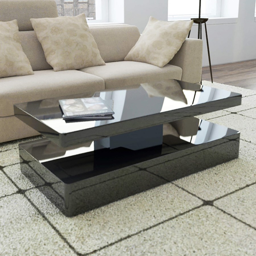 Tiffany Black High Gloss Rectangular Coffee Table with LED Lighting