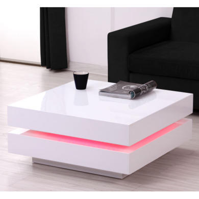 High Gloss White Coffee Table with LED Lighting - Tiffany Range