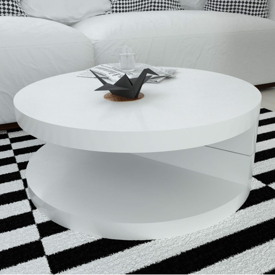 High Gloss Round White Coffee Table - Tiffany Range