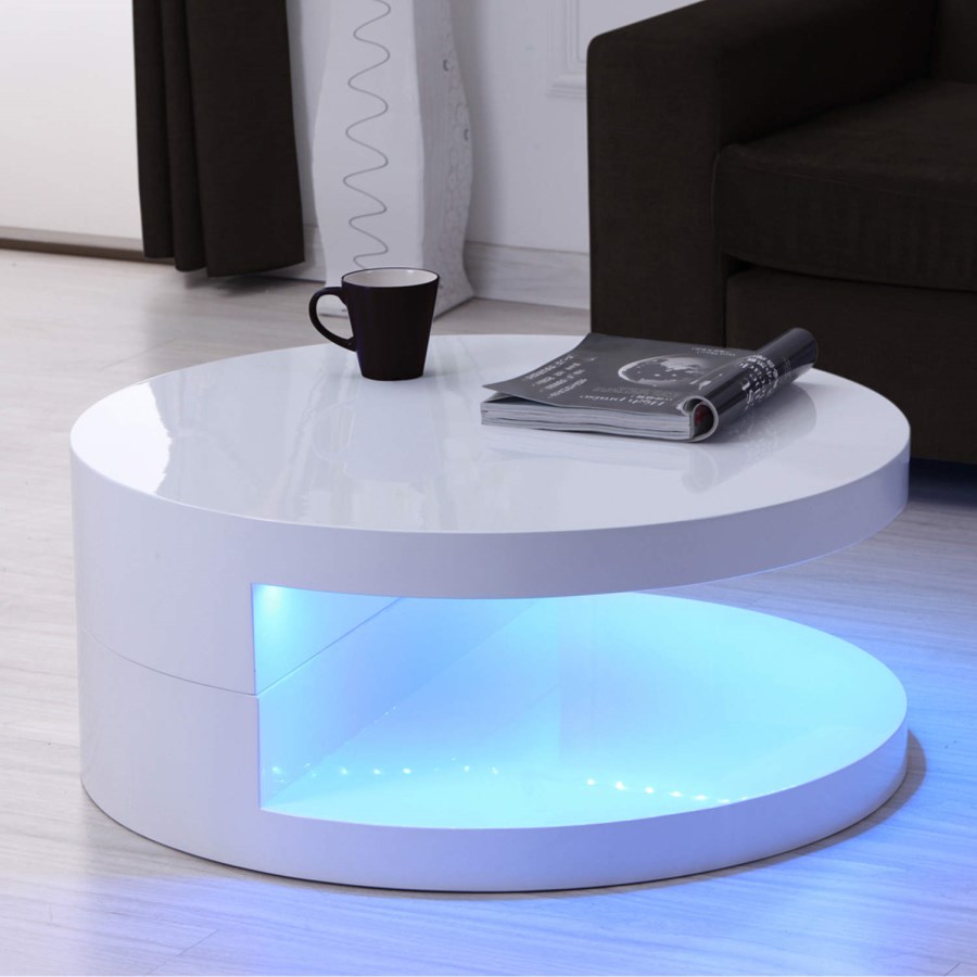 High Gloss Round White Coffee Table - Tiffany Range
