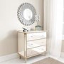 Valentina Mirrored Gold Leaf 3 Drawer Chest of Drawers
