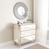 Valentina Mirrored Gold Leaf 3 Drawer Chest of Drawers Valentina Mirrored Gold Leaf 3 Drawer Chest of Drawers