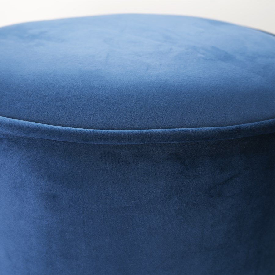 GRADE A1 - Xena Velvet Pouffe in Navy Blue - Small Round Upholstered Stool