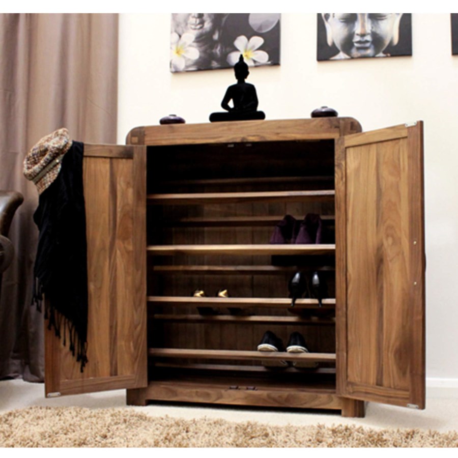 Baumhaus Shiro Solid Walnut Shoe Storage Cupboard - 20 Pairs