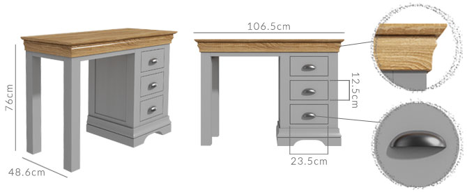 Loire dressing table dimensions