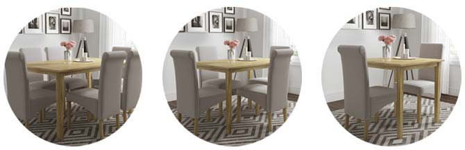 New Haven dining table sizes