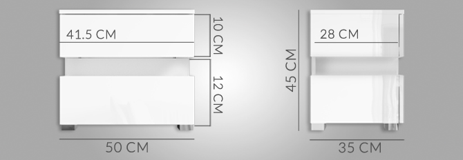 sense bedside table dimensions