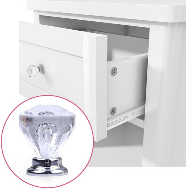 Victoria bedside table acrylic handles