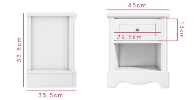 Victoria bedside table dimensions